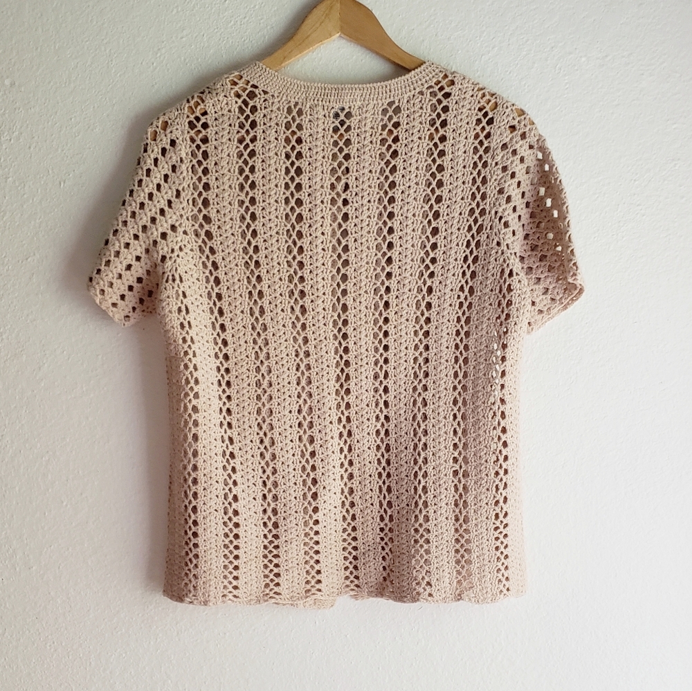 Serengeti Boho Cotton Open Knit Crochet Cardigan - Picture 4 of 9